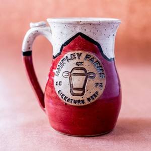 Shipley Farms ceramic mug, red with logo